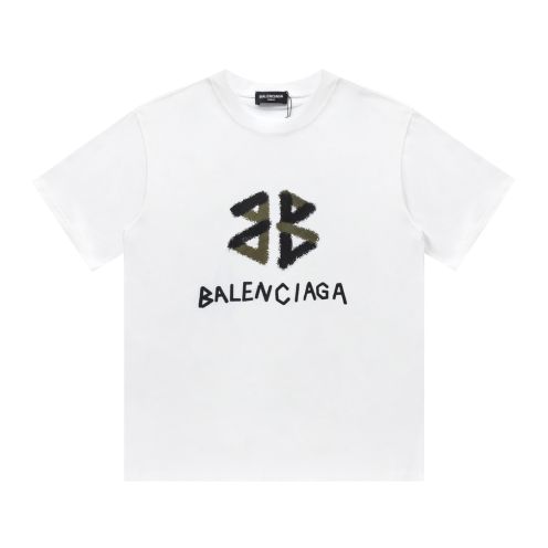 一番安い バレンシアガtシャツ 値段偽物 トップス 柔らかい 純綿 ロゴプリント 半袖 シンプル ホワイト