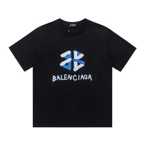 一番安い バレンシアガtシャツ メンズＮ級品 トップス 柔らかい 純綿 ロゴプリント 半袖 シンプル ブラック
