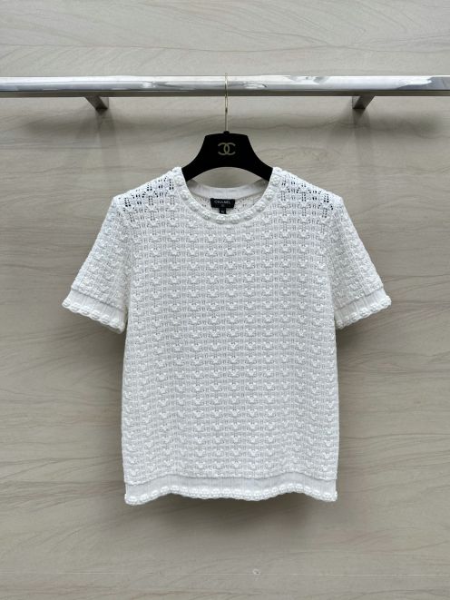 chanel t シャツコピー 心地よい着用感 純綿 トップス 半袖 シンプル 高級感 品質保証 ホワイト