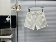 シャネルパンツスーツコピー 柔らかい デニム素材 ショットパンツ ズボン シンプル 美脚 ホワイト