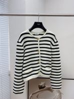 セリーヌ ナイロンジャケット偽物 アウター トップス 縞模様 セーター ニット素材 シンプル ブラック