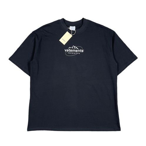 ヴェトモン tシャツ タグコピー トップス クルーネック 純綿 ロゴプリント 短袖 男女兼用 ゆったり ブラック