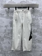 ディオールズボンスーパーコピー デニム素材 シンプル ズボン ゆったり 筒形パンツ ファッション ホワイト