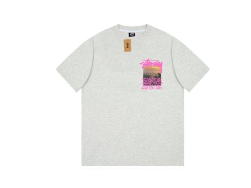 stussy international tシャツスーパーコピー シンプル 純綿 限定品 半袖 海の写真プリント ファッション グレイ