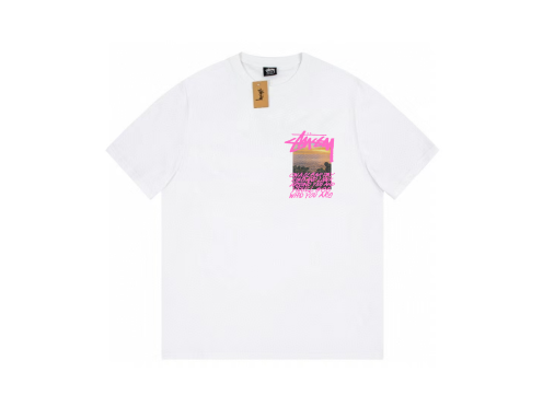 ステューシー オフィシャルサイトスーパーコピー シンプル 純綿 限定品 半袖 海の写真プリント ファッション ホワイト