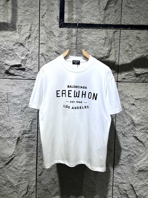 一番安い バレンシアガtシャツ 値段コピー 純綿 トップス 半袖 Balenciaga*EREWHONコラボ ファッション ホワイト