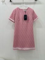 2024年のお買い得品 fendi ワンピース偽物 ロゴプリント スカート 少女感 ファッション 短袖 ピンク
