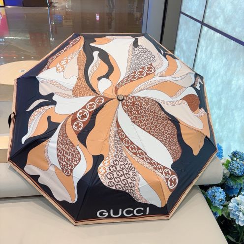 GUCCI傘 イラスト 簡単偽物 三つ折り  収納ポーチ付き カラフル 日焼け止め 携帯便利 UVカット率 100% ブラック