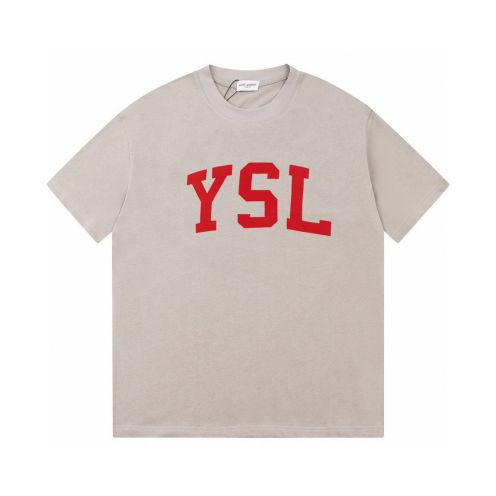 ysl t シャツ メンズＮ級品トップス 短袖 触り心地が良い 柔らかい 純綿 ロゴプリント 男女兼用 ピンク
