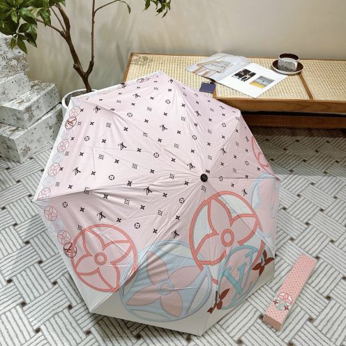 個性的 傘 ヴィトンコピー 折り畳み傘 遮光 遮熱 可愛い シンプル 花柄 プリント 日傘兼用雨傘 ピンク