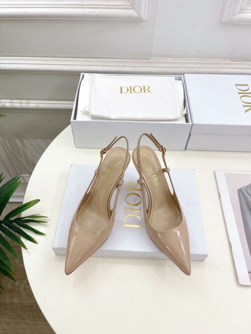 dior パンプス激安通販 7.5ヒール レザー 低反発インソール 日常 歩きやすい 通勤 ベージュ色