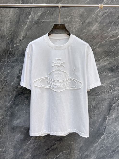 夏服 vivienne westwood t シャツ レディースコピー 純綿 トップス 品 半袖 丸首 ゆったり 刺繍 ホワイト