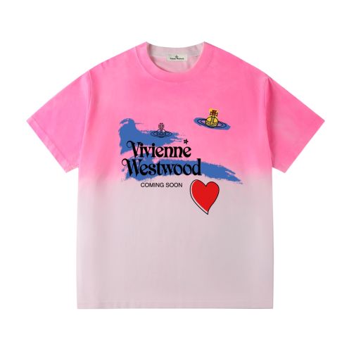 人気定番 vivienne westwood t シャツ メンズ偽物 純綿 トップス 品質保証 プリント 男女兼用 シンプル ピンク