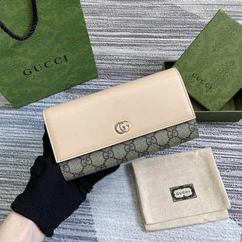 gucci カード ケースコピー コード795627 花柄 長財布 レザー 牛革 G Marmontシリーズ ブラウン