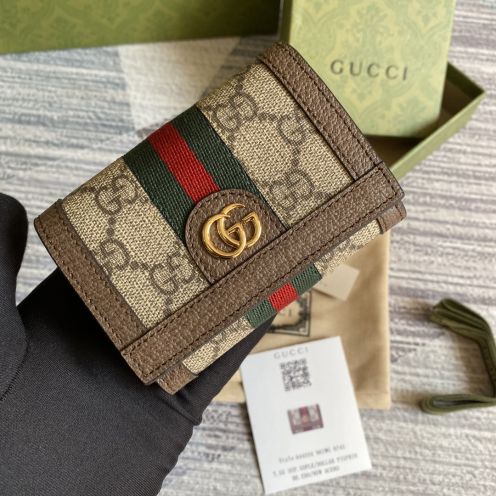 特別価格アイテム gucci さくらんぼ 財布スーパーコピー コード644334 三つ折り 牛革 レザー 財布 花柄 ブラウン