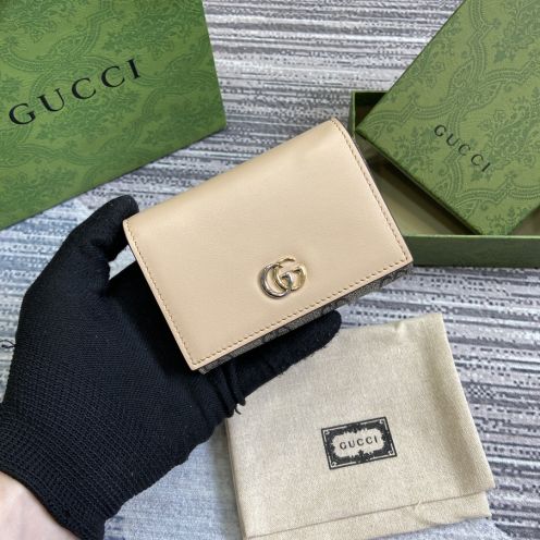 gucci 長 財布レディース偽物 コード790067 財布 レザー 牛革 G Marmontシリーズのクレジットカートバッグ ブラウン