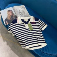 gucci t シャツ レディース偽物 柔らかい トップス 夏服 襟付き 半袖 夏 縞模様 ロゴ刺繡 ブラック