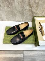 gucci ビット モカシン偽物 通勤 レザー 脱ぎ履きやすい 柔らかい底 牛革 シューズ メンズ ブラック