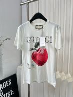 gucci t シャツ テニスコピートップス 綿100％ リンゴプリント 半袖 シンプル 人気 柔らかい ホワイト