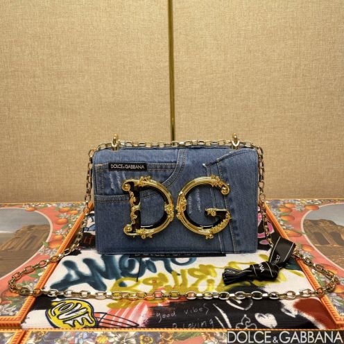 Dolce & Gabban ドルガバ デニム バッグ偽物 デニム素材 斜め掛けバッグ 1311 大人気 ブルー