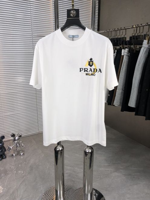 超激得の新品 prada パック t レディース偽物 トップス 綿100％ 柔らかい 短袖 夏Tシャツ 2色可選