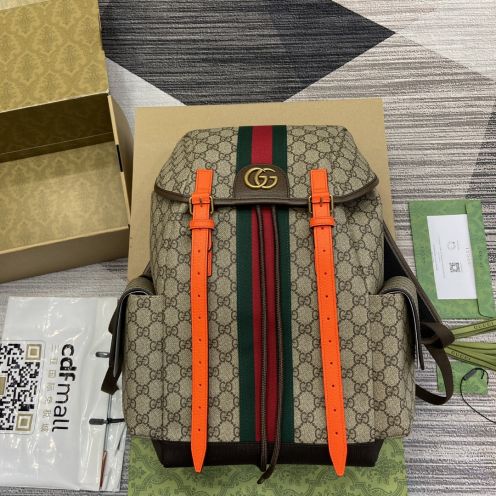 gucci リュックスーパーコピーバックバッグ 型番598140 肩掛け 花柄 Ophidiaシリーズ 都市風 オレンジ縞