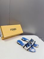 FENDIサンダル ヌーディーＮ級品 サンダル スリッパ 女性 花柄 おしゃれ イタリア革 ブルー