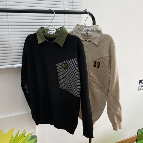 stone island セーター偽物 ニット 暖かい 毛玉にならず シンプル 触り心地が良い 2色可選  2色可選