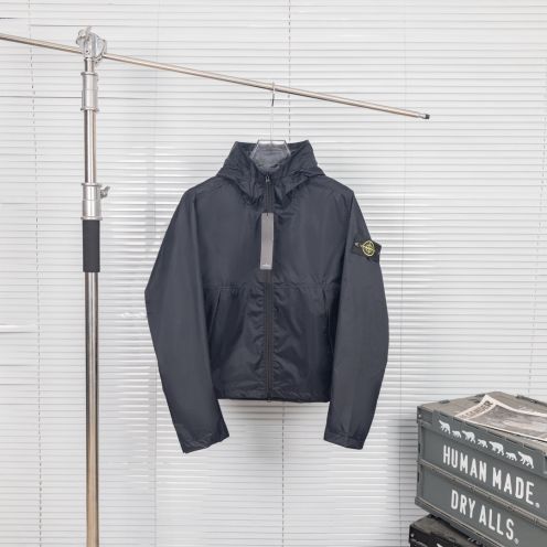 stone island コートコピー アウター トップス ジャケット ハイネック 男女兼用 防水 防風 通気 ブラック