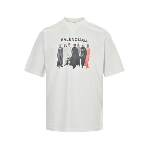 バレンシアガtシャツメルカリ偽物 トップス 純綿 半袖 プリント ブラック ゆったり 高級感 ホワイト