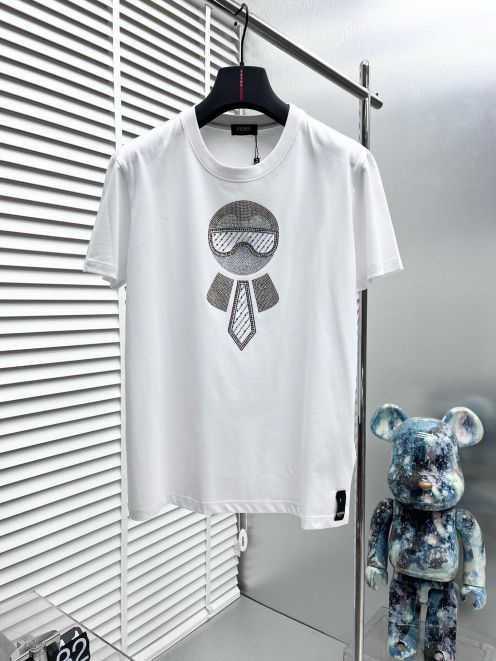 華やかな雰囲気 fendi t シャツ キッズＮ級品 純綿 トップス 短袖 プリント シンプル ホワイト