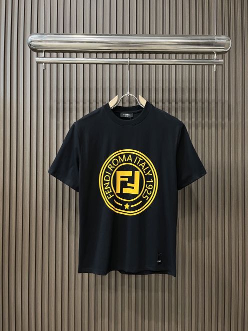 fendi fila t シャツコピー 目を引く存在感 純綿 トップス 短袖 ロゴプリント ファッション感 ブラック