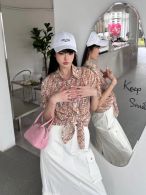 fendi 白 シャツコピー トップス 日焼け止め服 薄い 花柄 高級感 シルク 透視 ブラウン