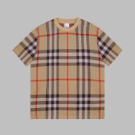 人気流行品 t シャツ burberryコピー プリント 純綿 トップス ゆったり 柔軟 格子模様 ブラウン