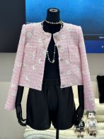 chanel ファー ジャケット激安通販 アウター トップス 品質保証 柔らかい 女性 優雅 暖かい プリント ピンク