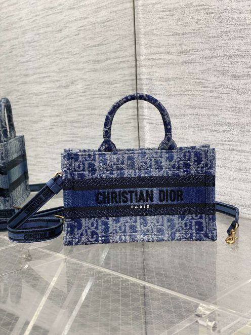 今季のおすすめ dior レディ バッグコピー ハンドバッグ 優雅 ファッション感 花柄 デニム ブルー