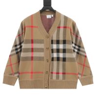 burberry ニット セーター偽物 冬服 トップス ニット素材 アウター 刺繍 暖かい 格子模様 ブラウン