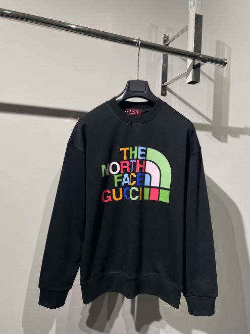 グッチパーカー 志尊淳コピー トップス 純綿 TheNorthFace*Gucciコラボ  プリント 男女兼用 ブラック