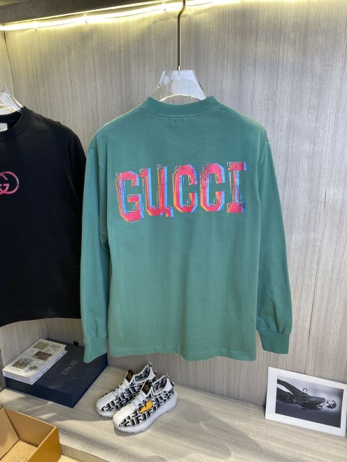 gucci ば な にゃ t シャツスーパーコピー 純綿 長袖トップス プリント 柔軟 弾性がいい グリーン