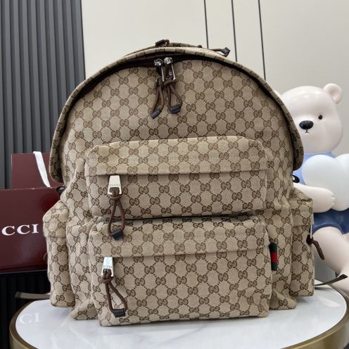 gucci バッグコピー バックバッグ レザー 牛革  シンプル 花柄 大容量 通学 800182 ブラウン