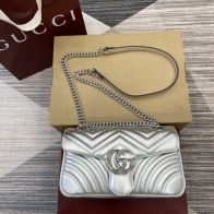 gucci トート バッグ偽物 斜め掛けバッグ ハイドバッグ レザー 牛革 シンプル 443497 シルバー