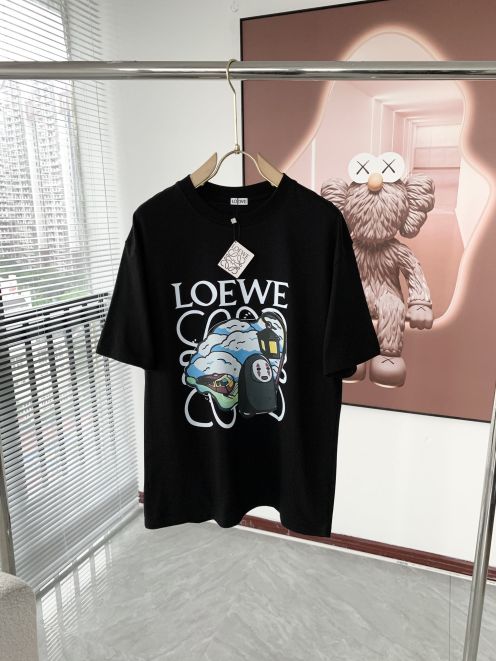 最新到着‼tシャツ ロエベスーパーコピー トップス 純綿 半袖 シンプル 柔軟 ゆったり ロゴプリント ブラック