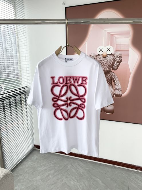 ロエベ tシャツ カルシファーコピー トップス 純綿 シンプル 柔軟 ゆったり ロゴプリント ホワイト