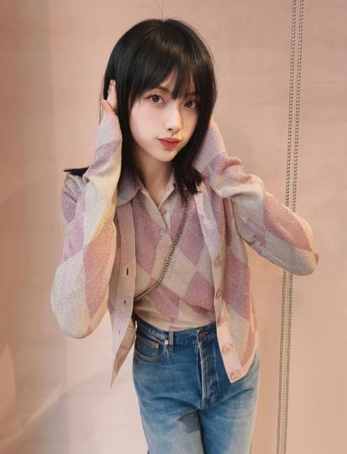 gucci セーターコピー ニット素材 トップス 柔らかい 可愛い 少女風 格子模様 ピンク