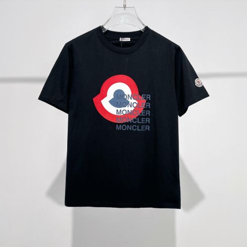 夏新品 モンクレールtシャツＮ級品 トップス 半袖 プリント ファッション 柔らかい 純綿 ブラック