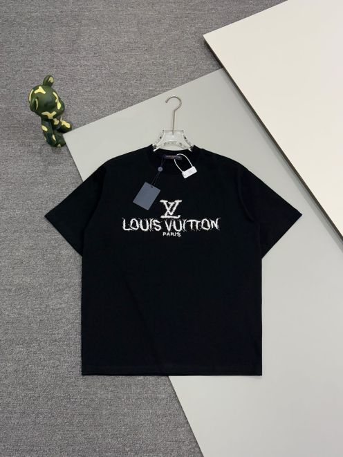 期間限定品 LV ヴィトン クマ tシャツＮ級品 コットン シンプル 短袖 純綿 トップス ブラック