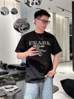 限定の人気 prada t シャツ アウトレット偽物 トップス シンプル 半袖 純綿 ハンサム ブラック