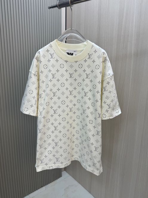 春夏新作 ルイヴィトンtシャツメルカリコピー トップス 半袖 プリント 純綿 シンプル 男女兼用 プリント ホワイト