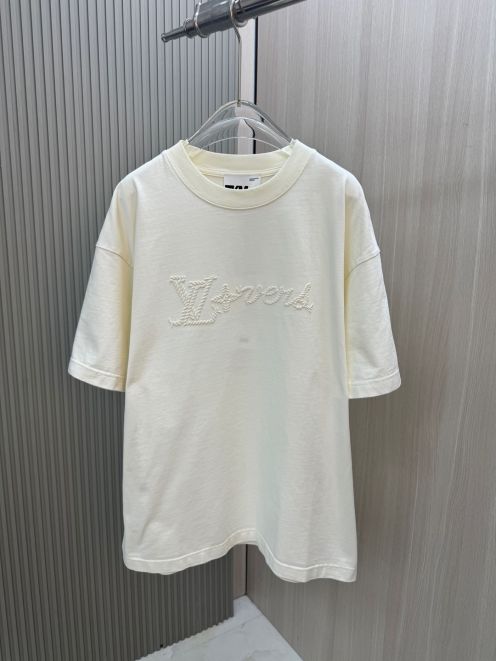 セール開催中 ルイヴィトンtシャツ メンズ偽物 トップス 半袖 プリント 純綿 シンプル 男女兼用 ホワイト