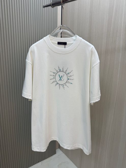 お買い得な ルイヴィトン tシャツ タグ偽物 100％綿 トップス 半袖 プリント シンプル 男女兼用 プリント ホワイト